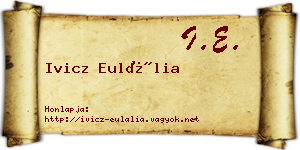 Ivicz Eulália névjegykártya